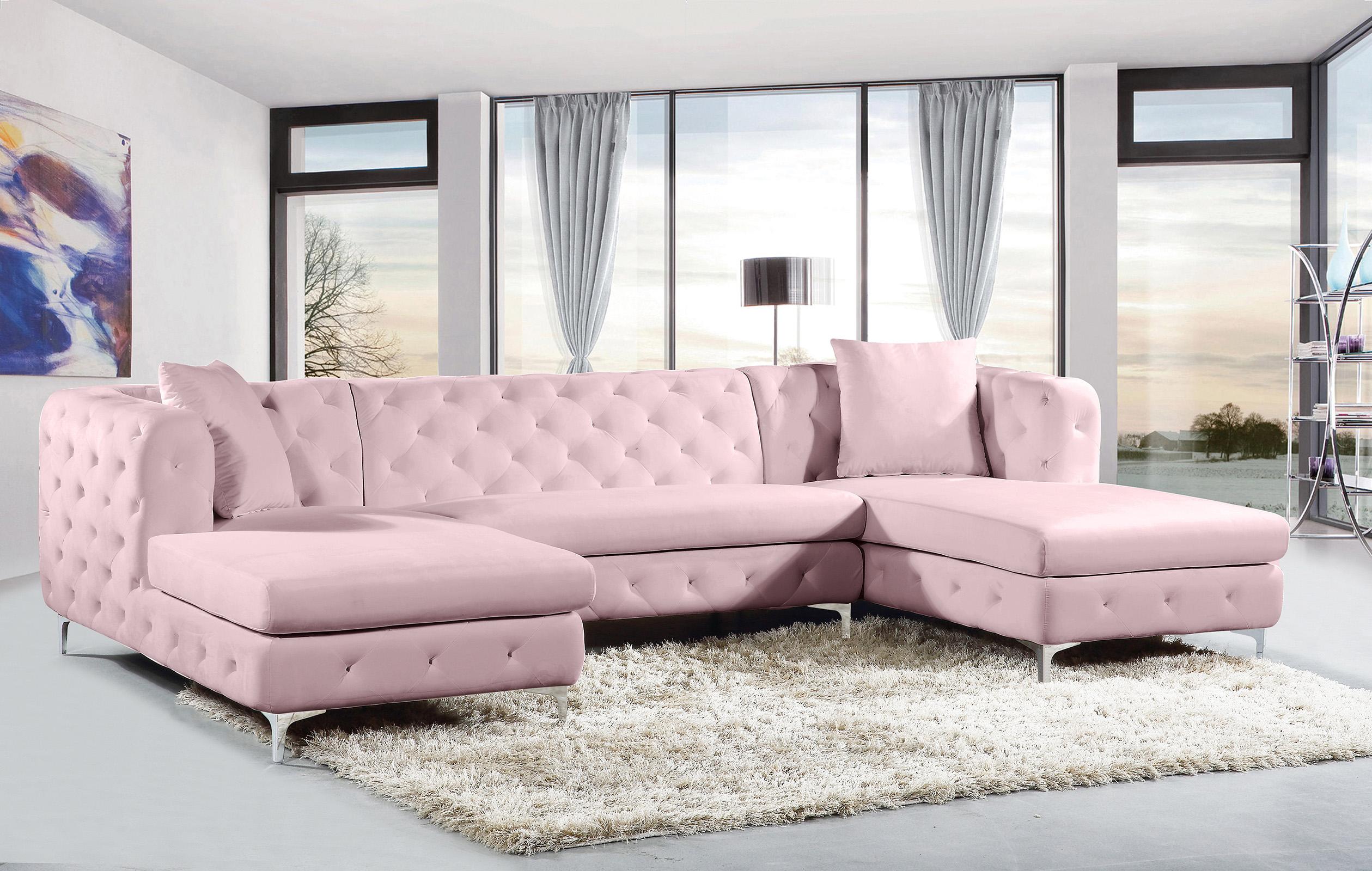 

    
Pink Velvet Double Chaise Sectional Gail 664Pink Meridian Contemporary
