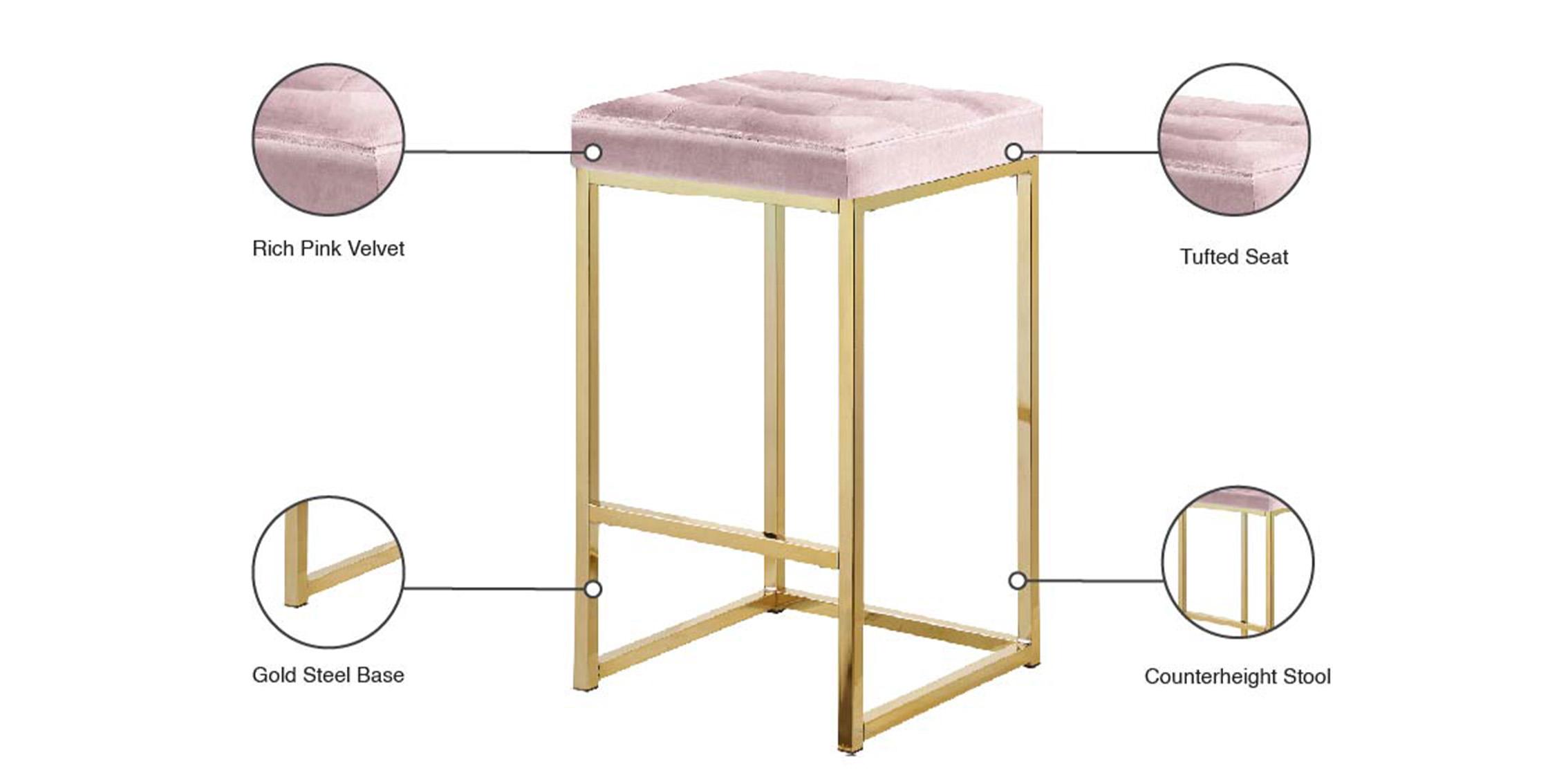 

        
Meridian Furniture NICOLA 906Pink Counter Stool Set Pink/Gold Velvet 704831406054
