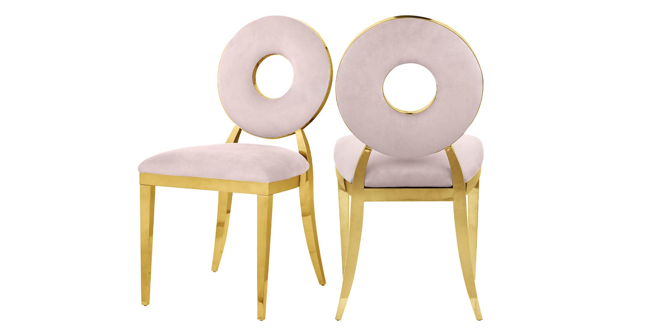 Contemporary Dining Chair Set CAROUSEL 858Pink-C 858Pink-C in Pink, Gold Velvet