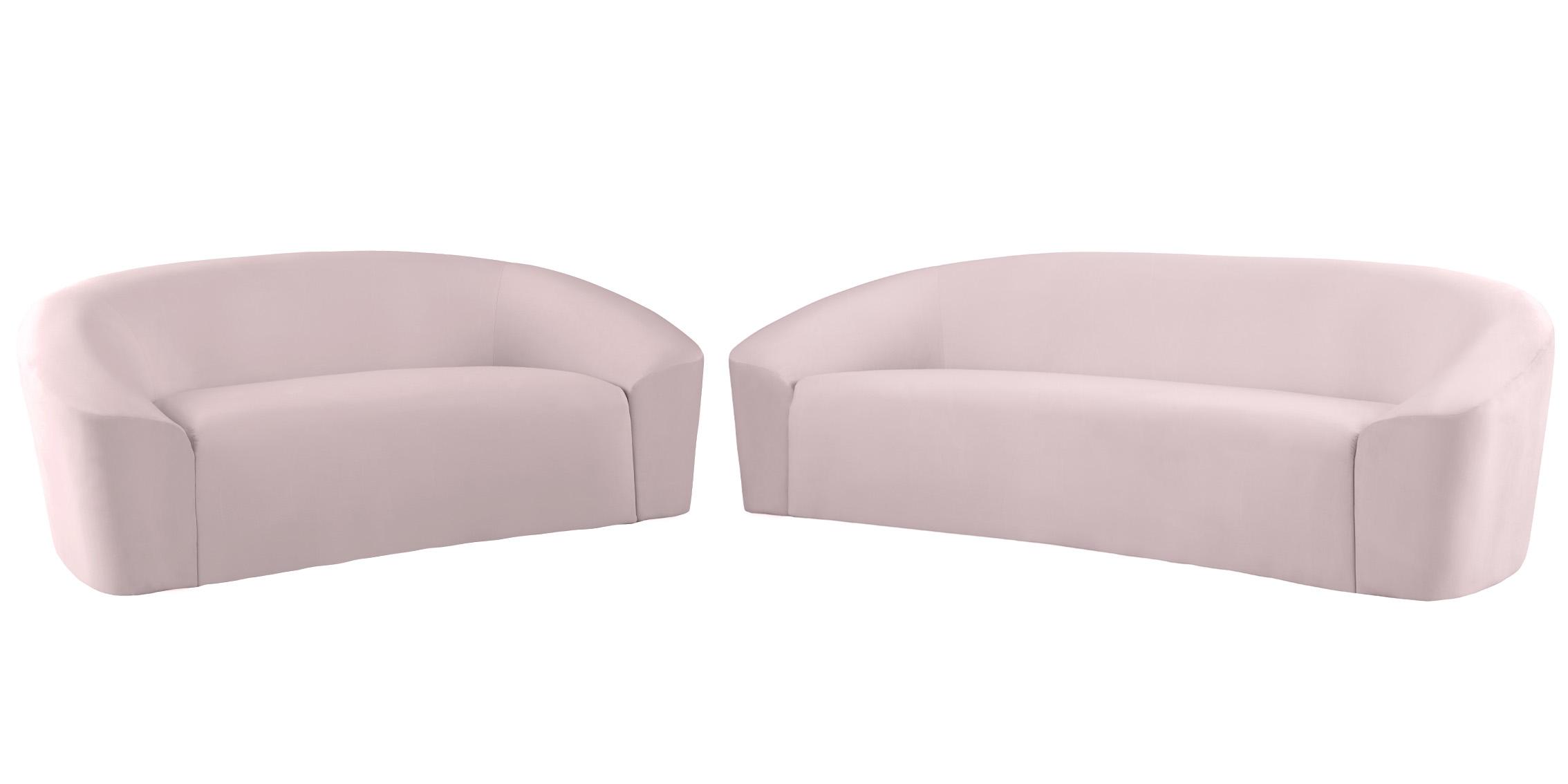 Contemporary, Modern Sofa Set RILEY 610Pink-S-Set-2 610Pink-S-Set-2 in Pink Velvet