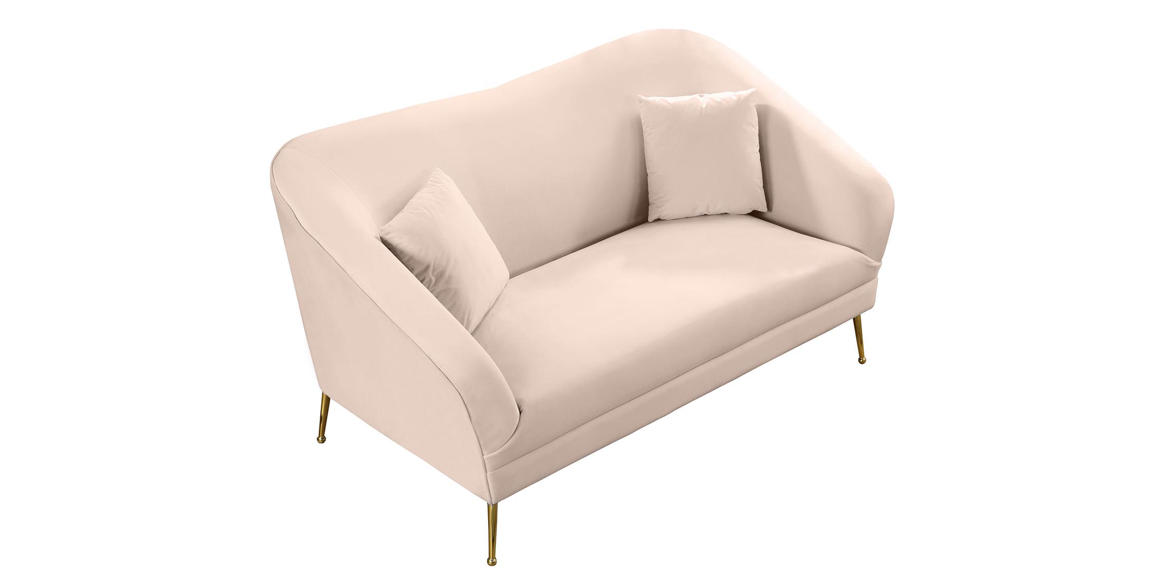 

    
 Shop  Pink Velvet Curved Sofa Set 2Pcs HERMOSA 658Pink Meridian Mid-Century Modern
