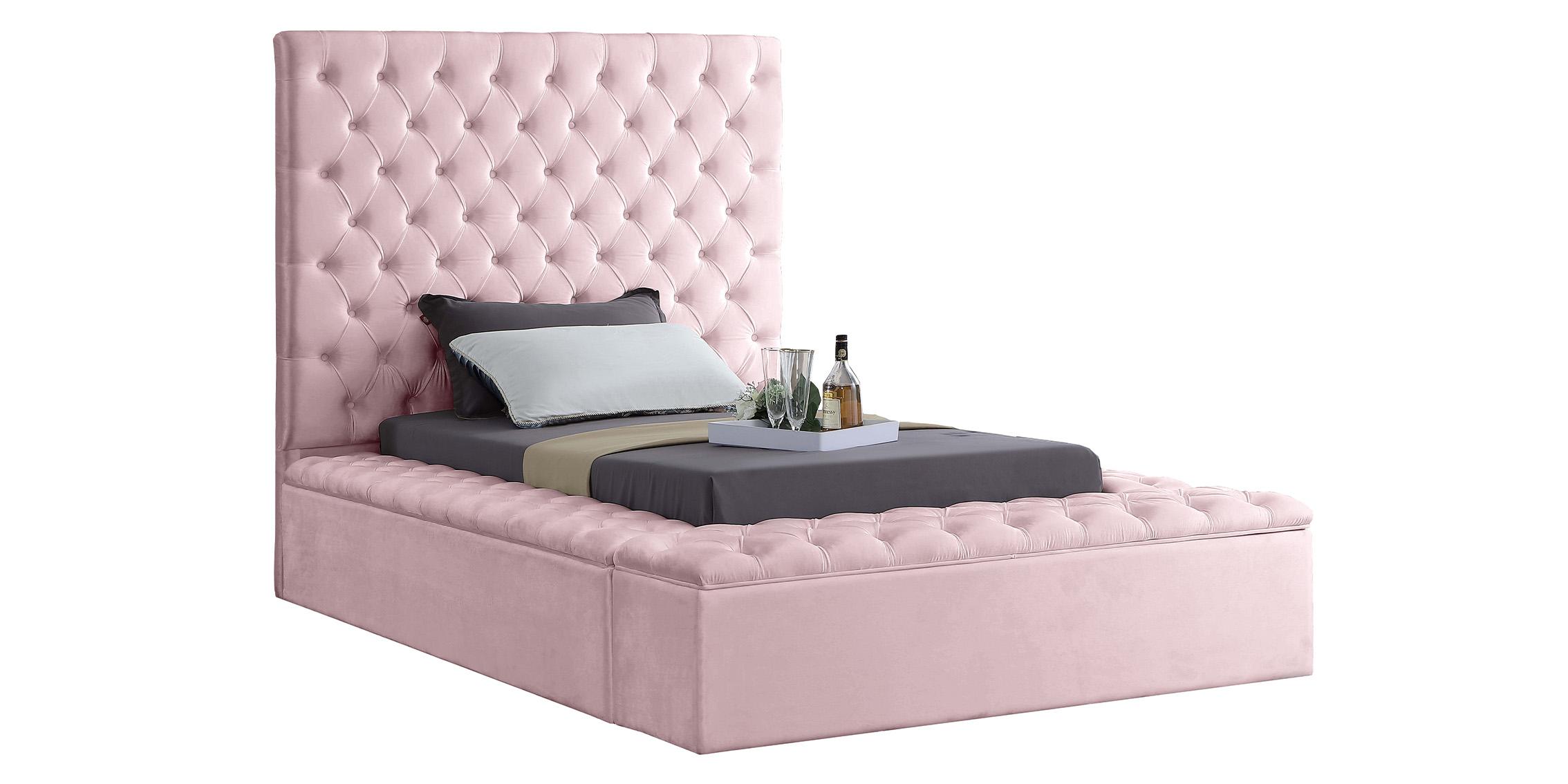 

    
Pink Velvet Tufted Storage Twin Bed BLISS Meridian Contemporary Modern
