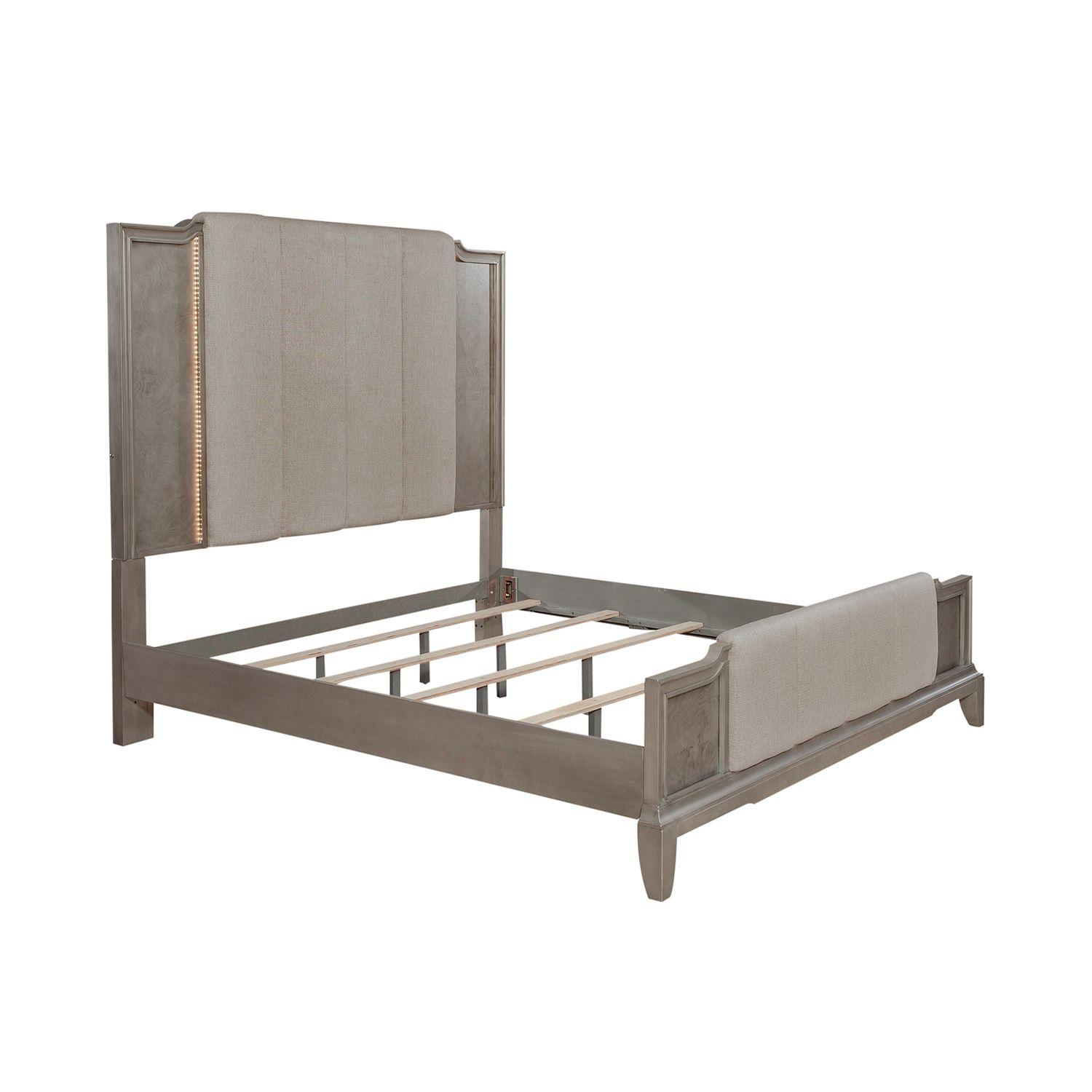 

    
Platinum Finish Queen Upholstered Bed Set 3pcs Montage 849-BR Liberty Furniture
