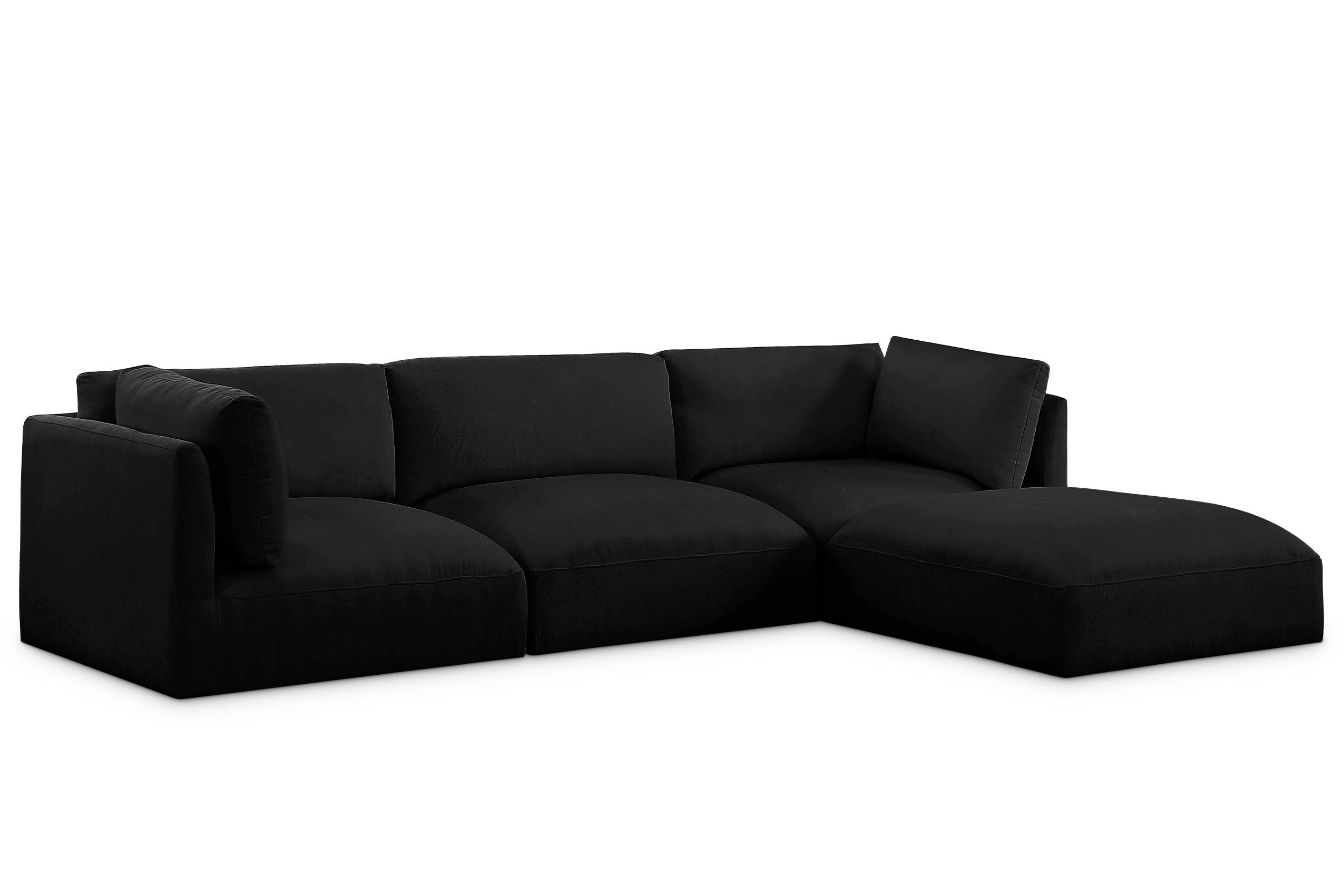 

    
Plush Black Fabric Modular Sectional Sofa EASE 696Black-Sec4A Meridian Modern
