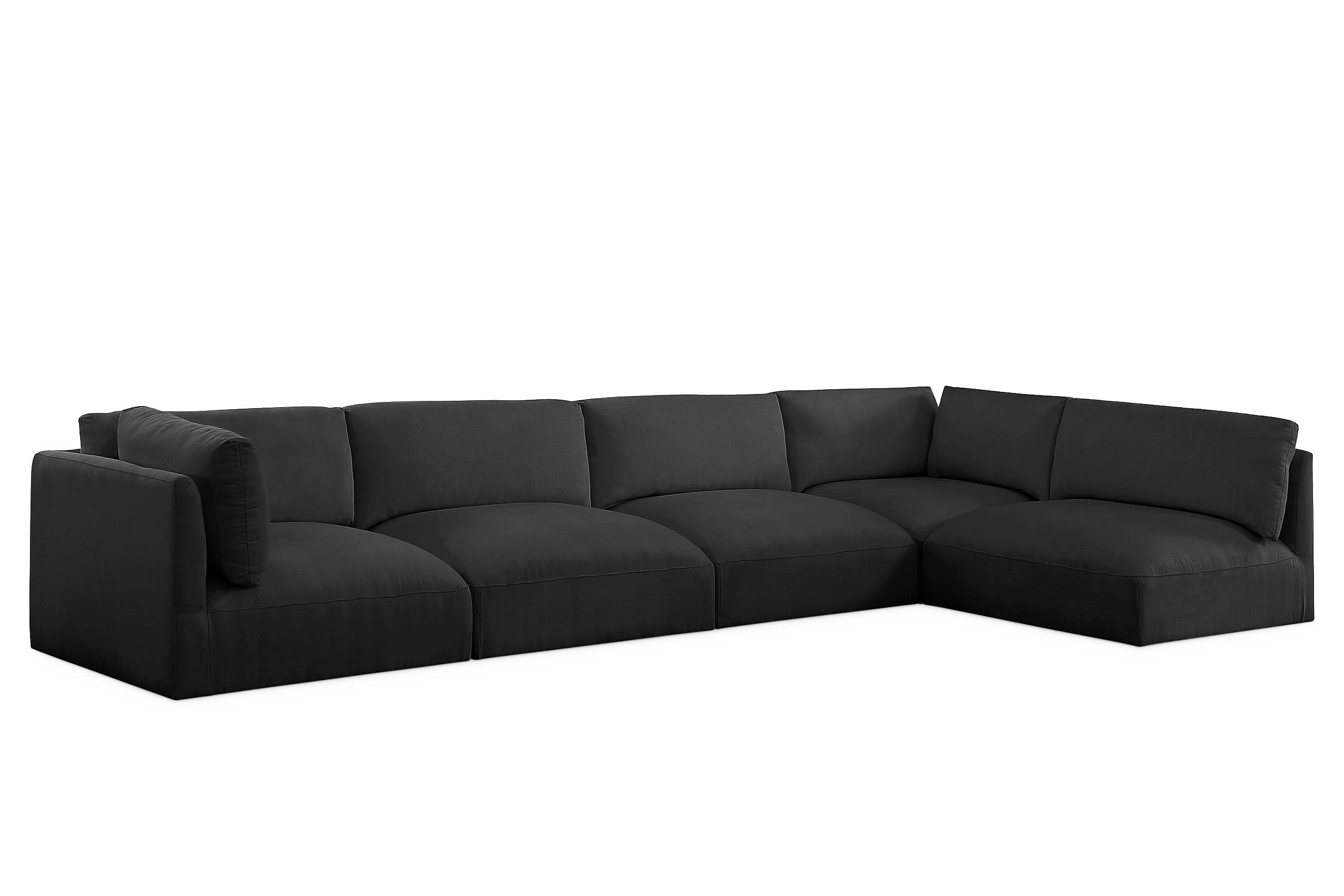 

    
Plush Black Fabric Modular Sectional Sofa EASE 696Black-Sec5B Meridian Modern
