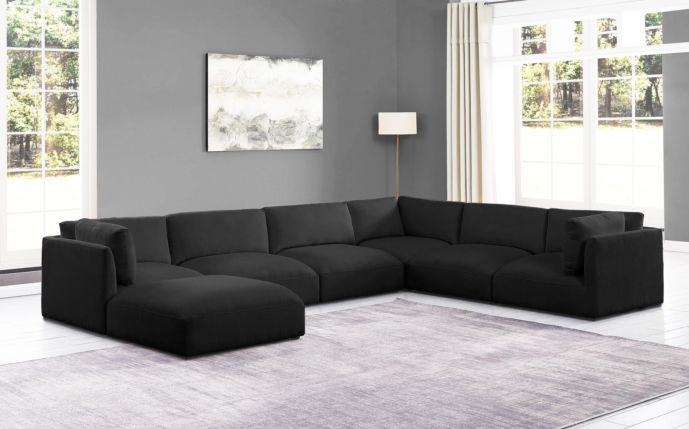 

    
Plush Black Fabric Modular Sectional Sofa EASE 696Black-Sec7A Meridian Modern
