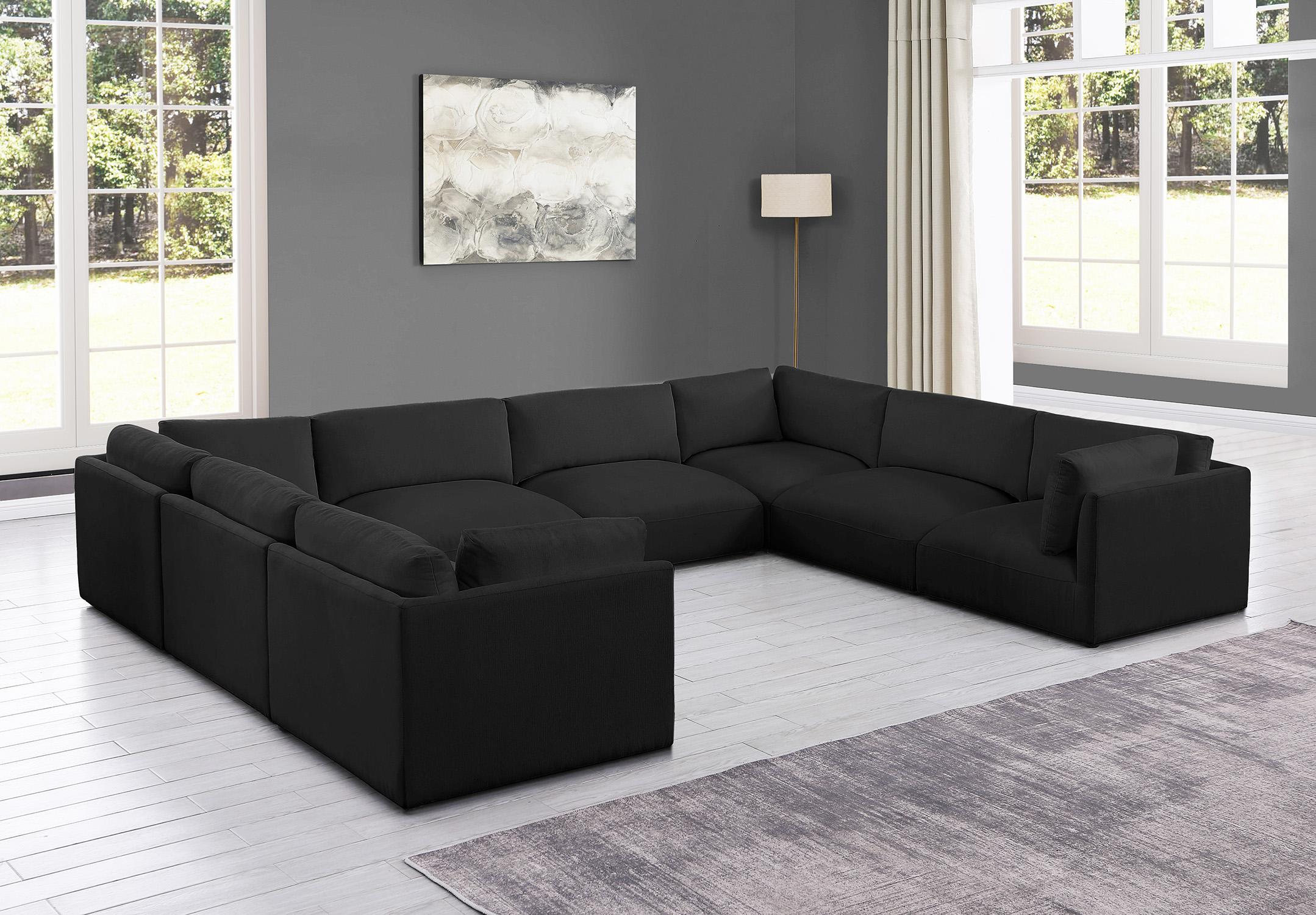 

    
Plush Black Fabric Modular Sectional Sofa EASE 696Black-Sec8A Meridian Modern
