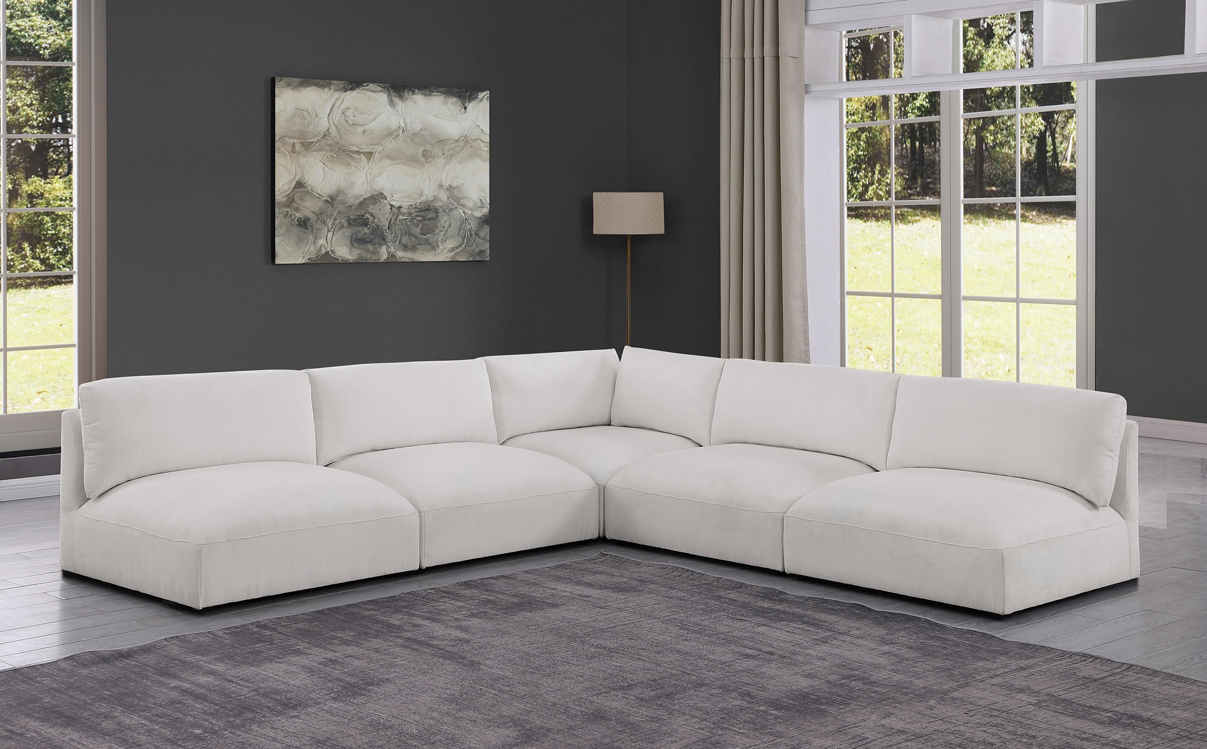 

    
Plush Cream Fabric Modular Sectional Sofa EASE 696Cream-Sec5C Meridian Modern

