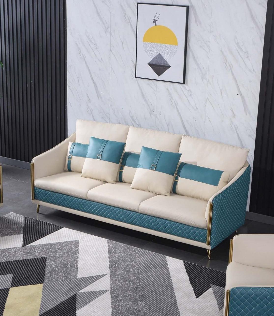 

    
Premium Italian Leather Off White & Blue Sofa ICARO EUROPEAN FURNITURE Modern
