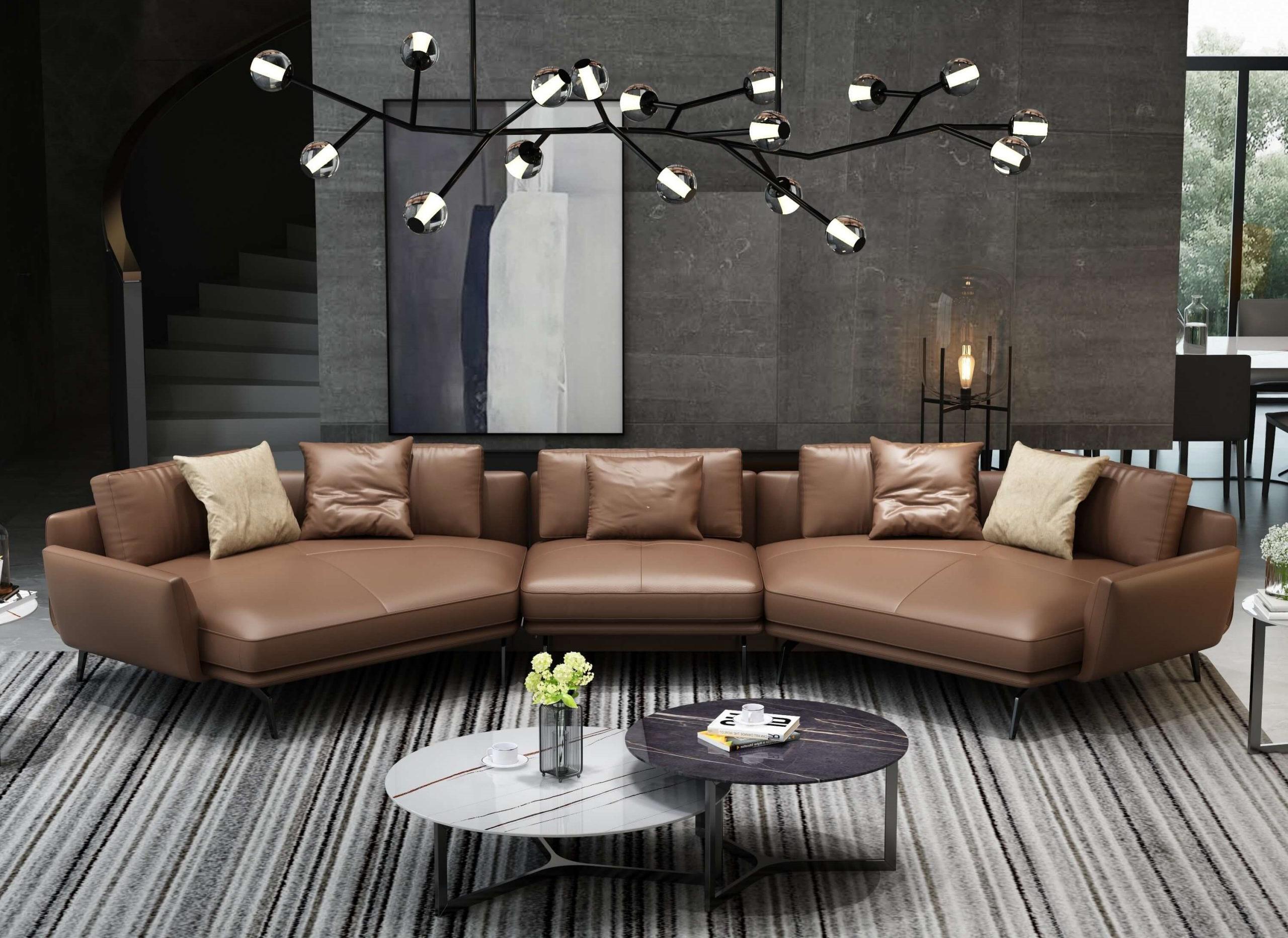 Modern, Vintage Sectional Sofa VENERE EF-65550-5S in Brown Italian Leather