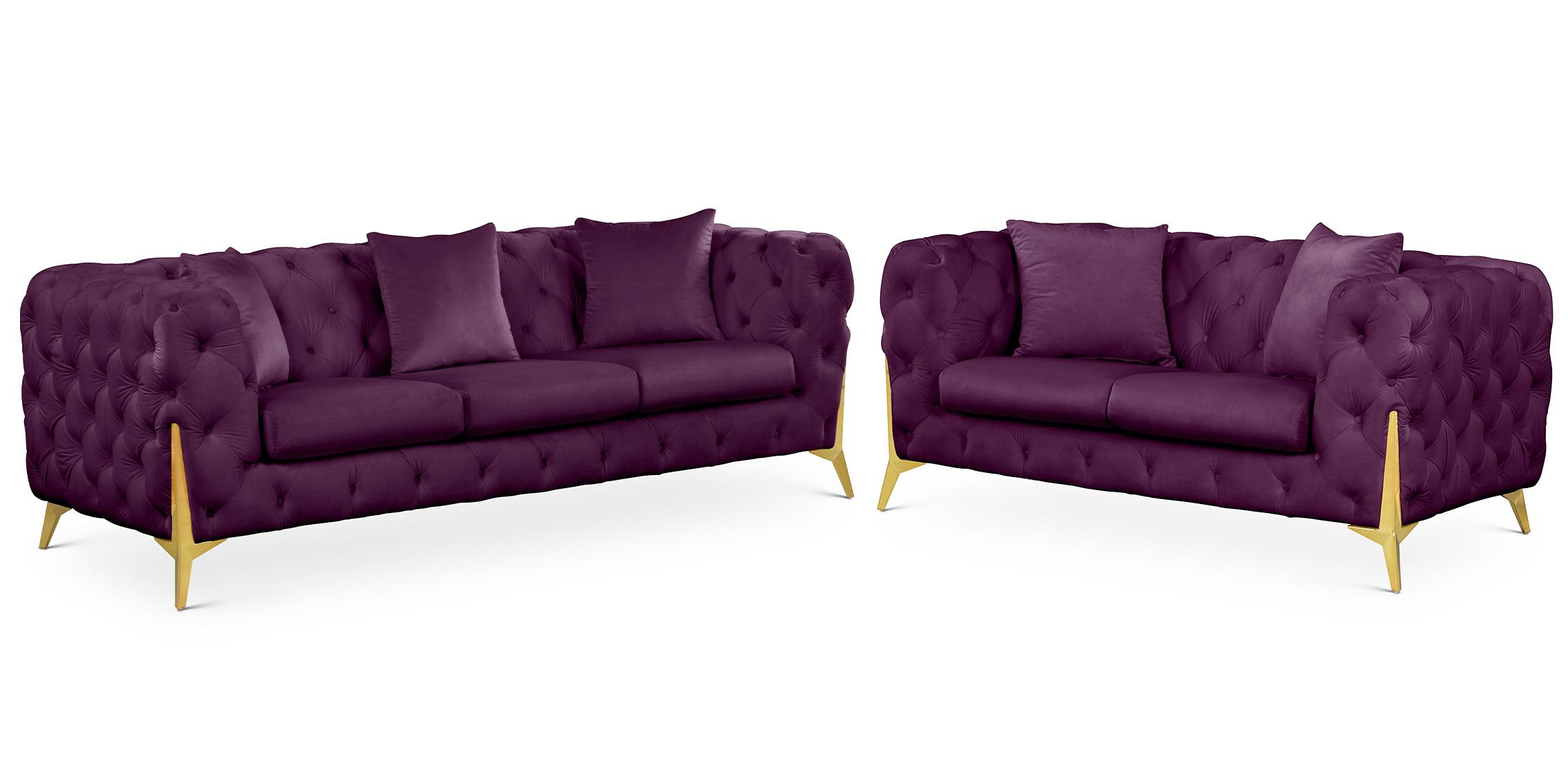 

    
Purple Velvet Tufted Sofa Set 2P KINGDOM 695Purple Meridian Contemporary Modern
