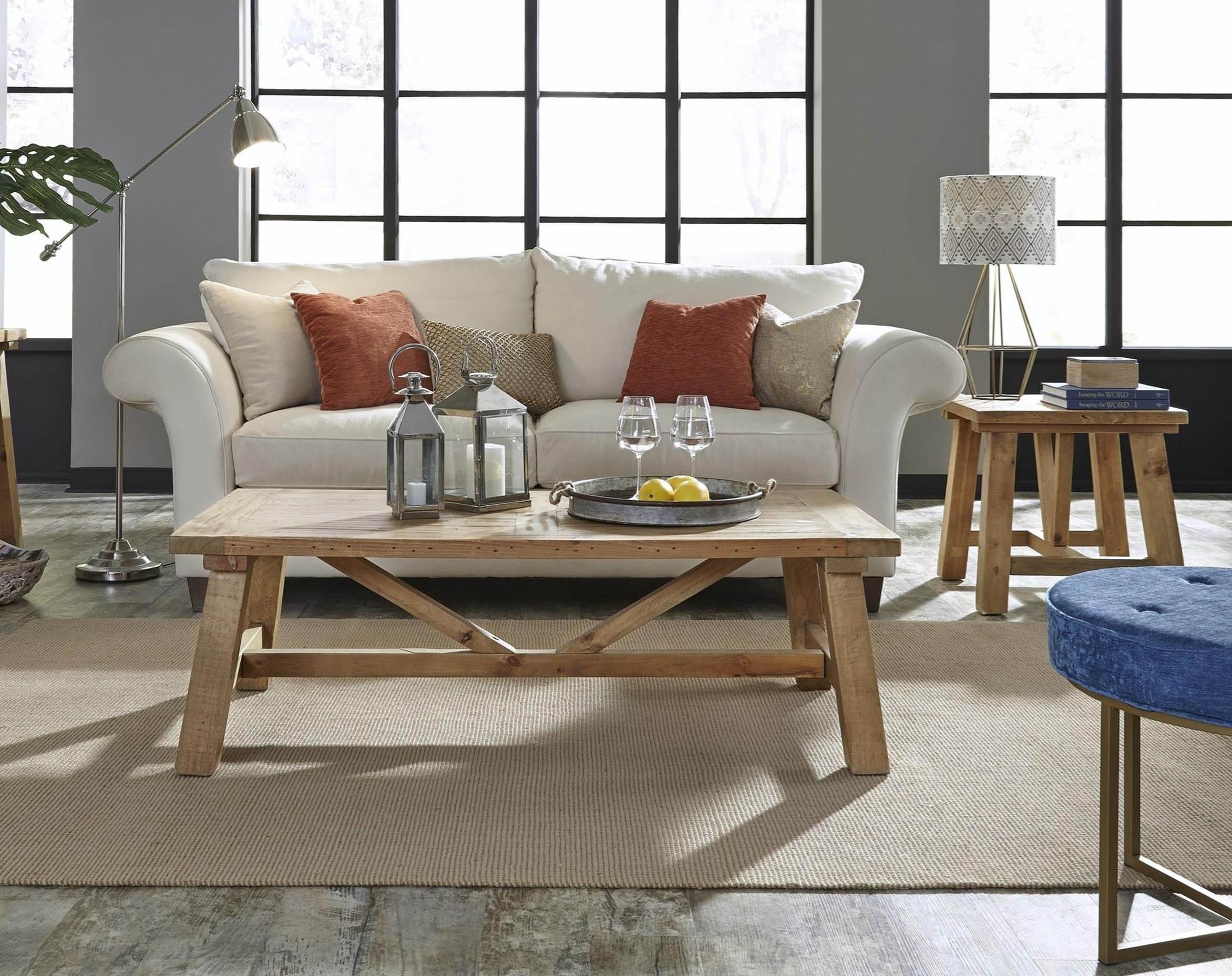 Rustic Coffee Table Set HARBY 8W6821-2PC in Natural 
