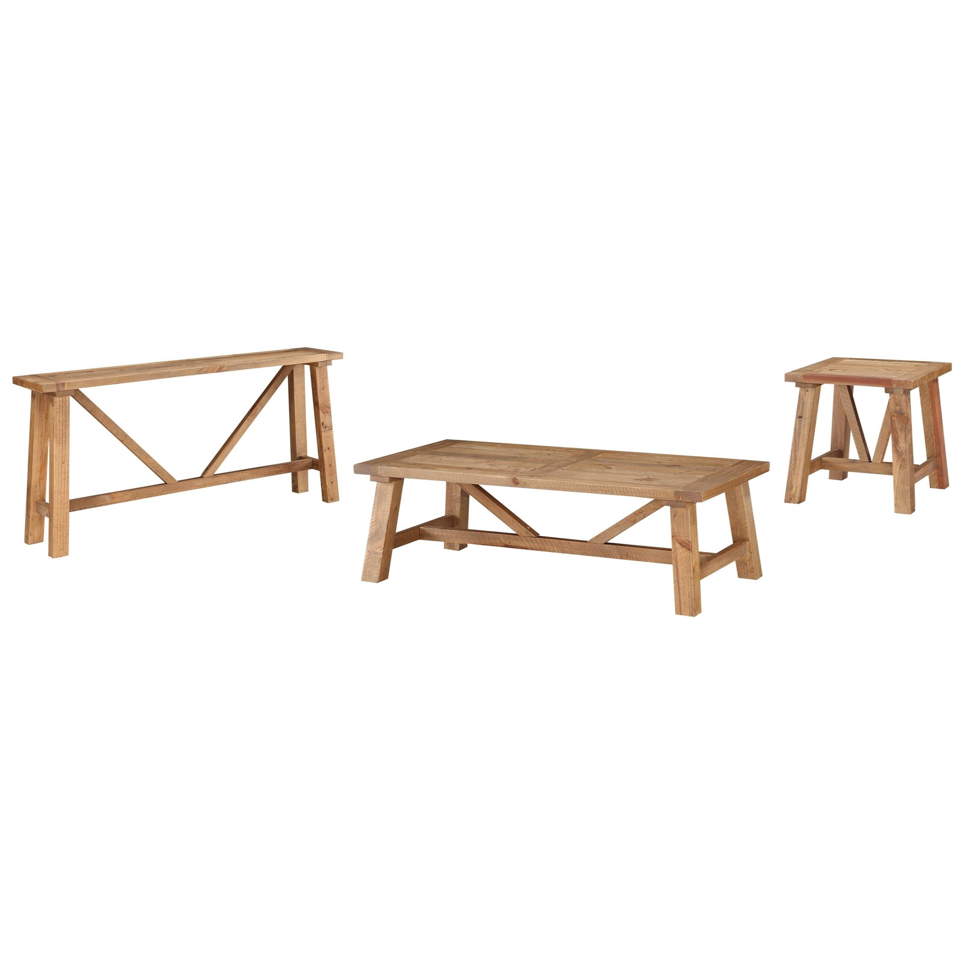 

    
Reclaimed Wood Rectangular Coffee Table Set 3Pcs in Rustic Tawny HARBY by Modus Furniture
