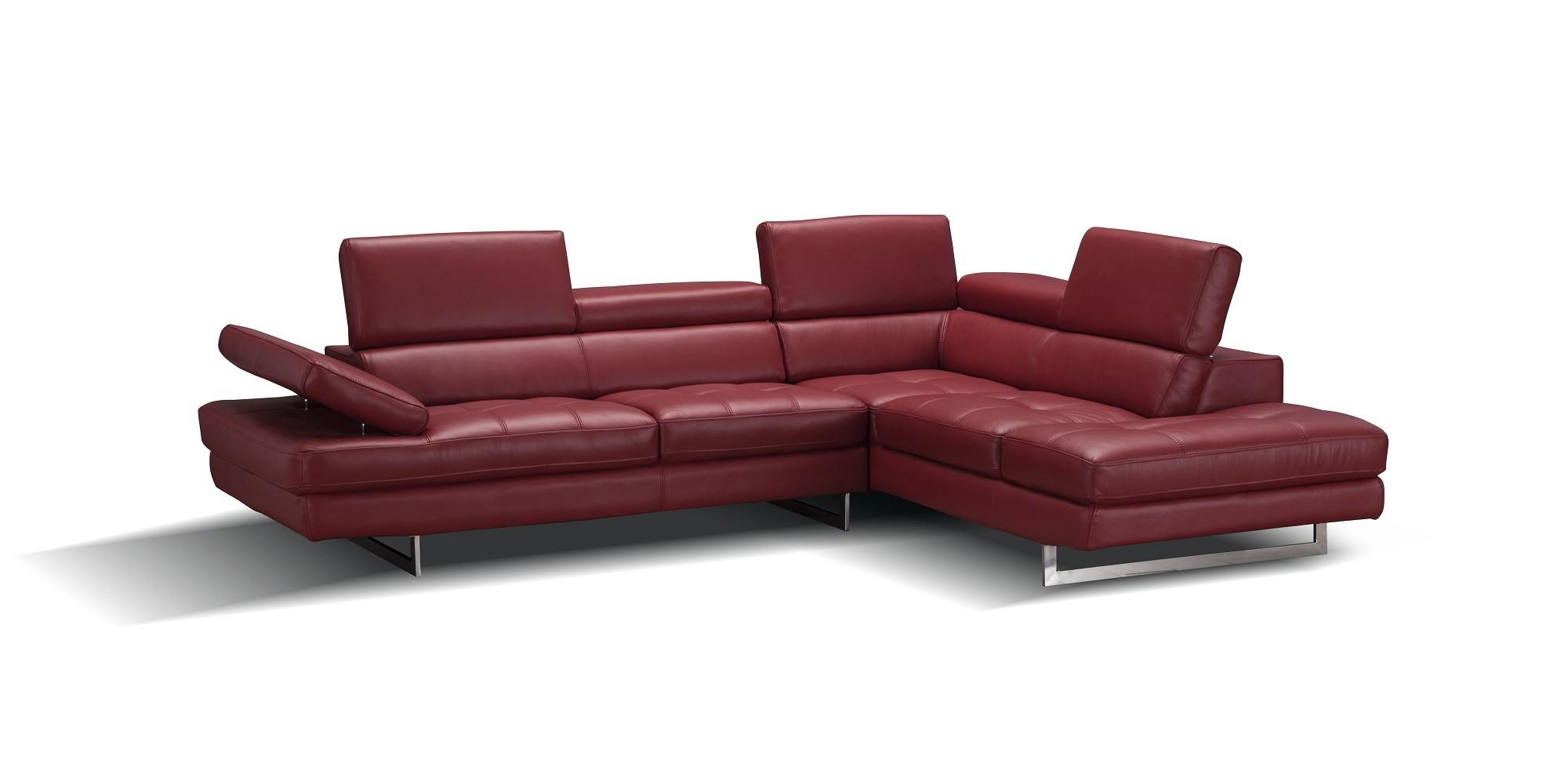 

    
Red Full Top Grain Leather Italian Sectional Sofa RHC Modern J&M A761
