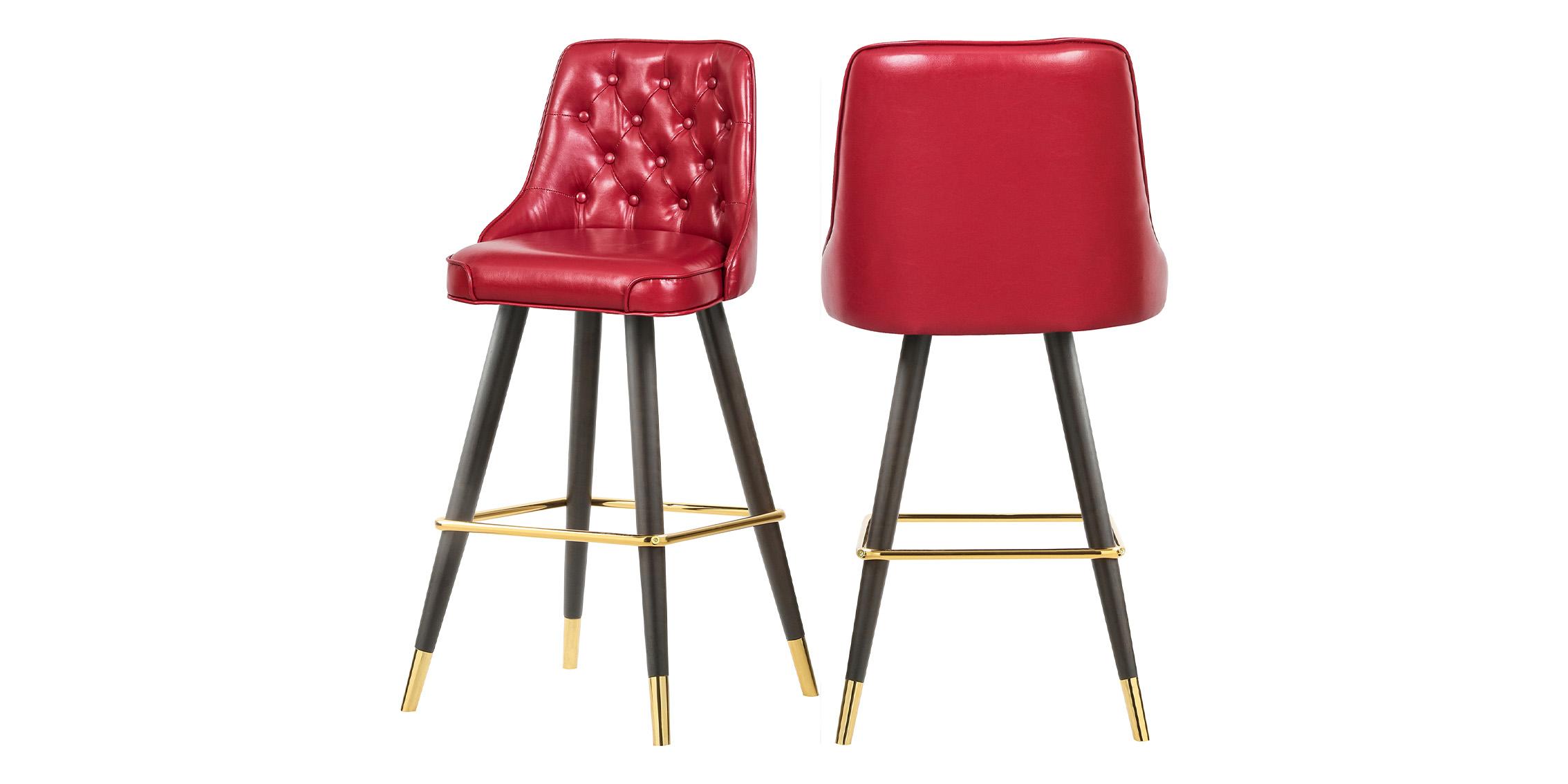 

    
RED Faux Leather Counter Stool Set 2Pcs PORTNOY 908Red-C Meridian Modern
