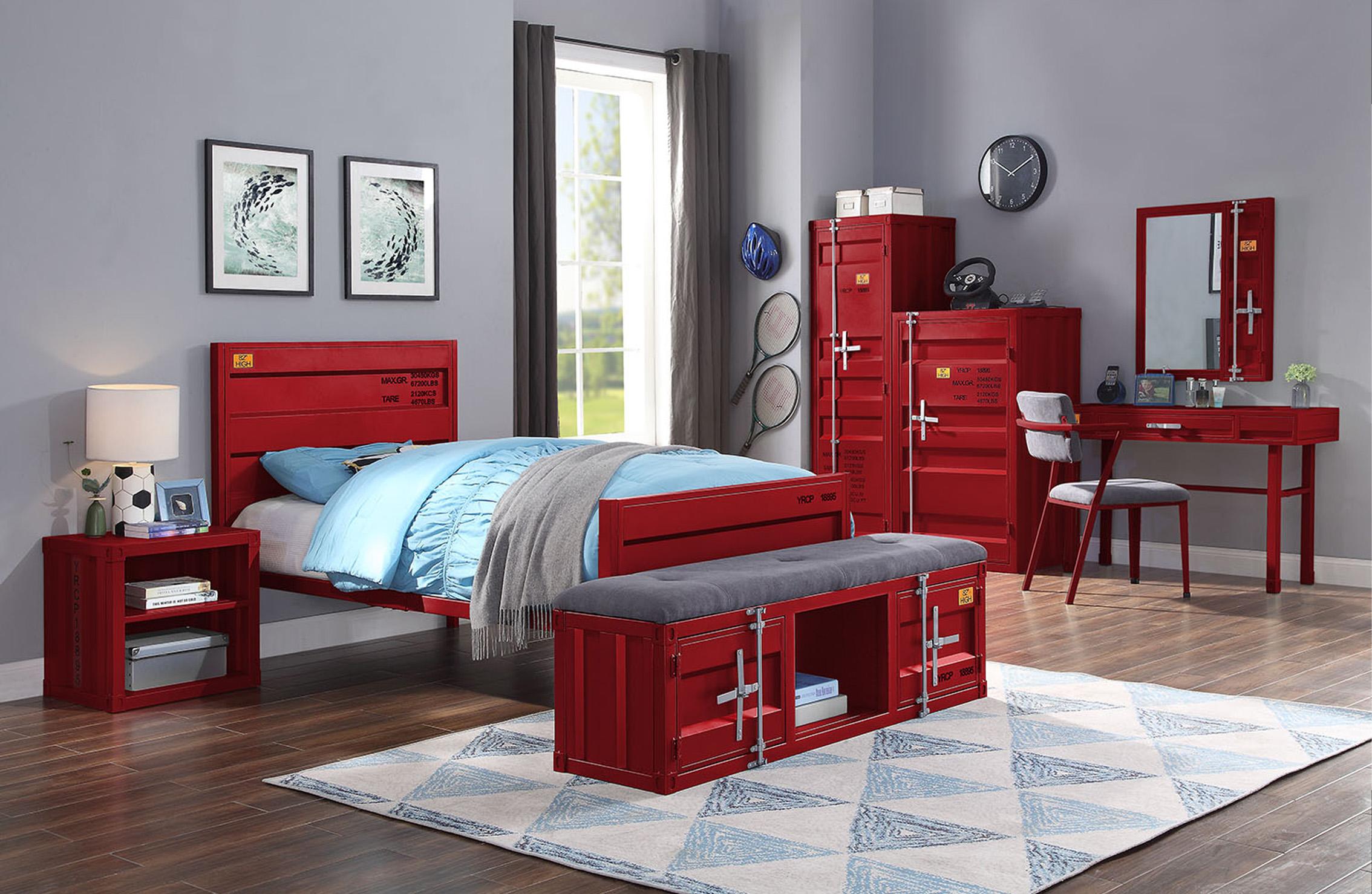 

    
 Order  Contemporary Red Chest & Wardrobe Metal by Acme Cargo 35954-2pcs
