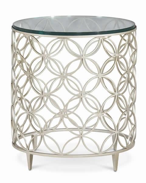 Contemporary End Table BUBBLES CON-SIDTAB-002 in Metallic, Clear 