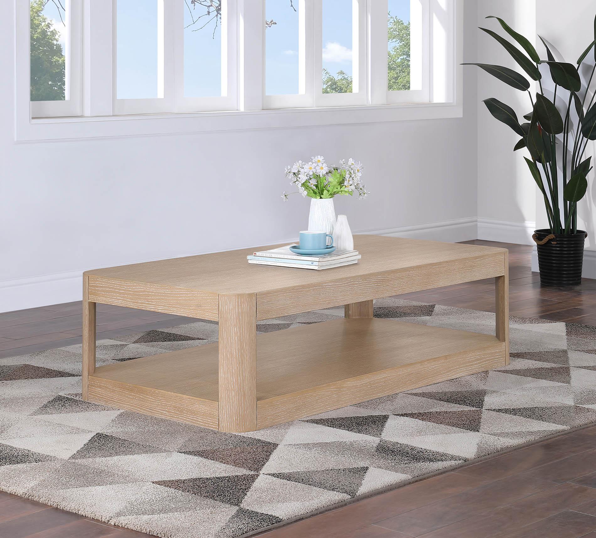 

    
Rich Natural Coffee Table REEVES 99068Oak-CT Meridian Contemporary Modern
