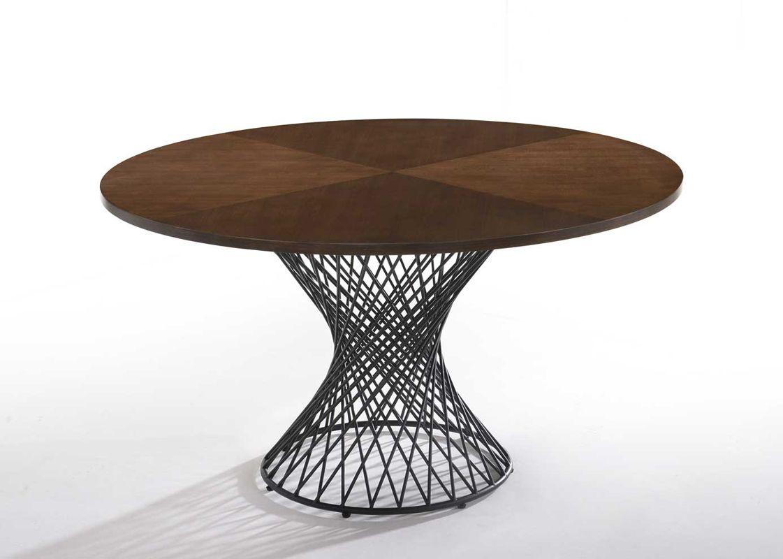 

    
Modern Round Walnut & Black Table by VIG Modrest Theresa
