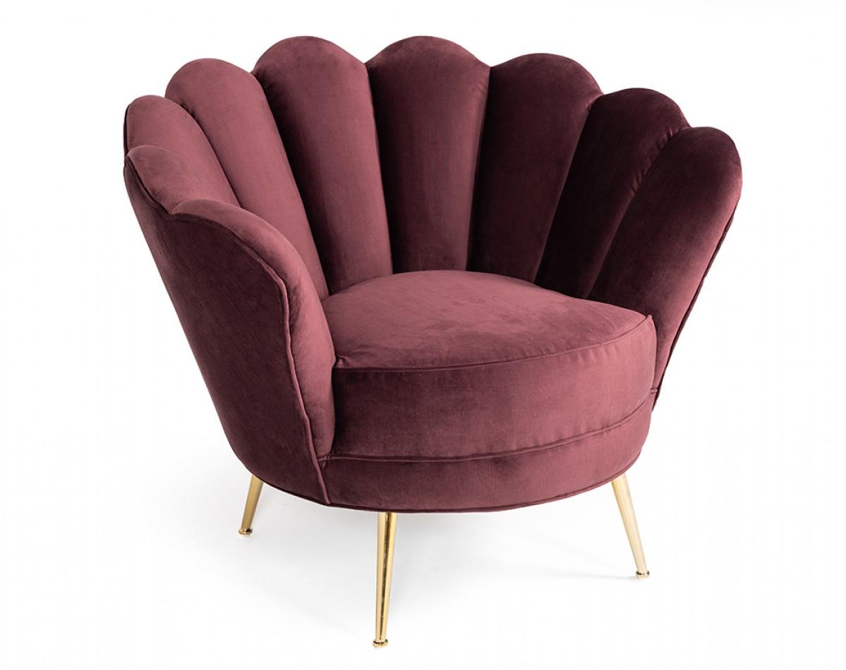 Contemporary, Modern Accent Chair Divani Casa Selva VGHKF3068-20-PUR in Rust, Gold Fabric