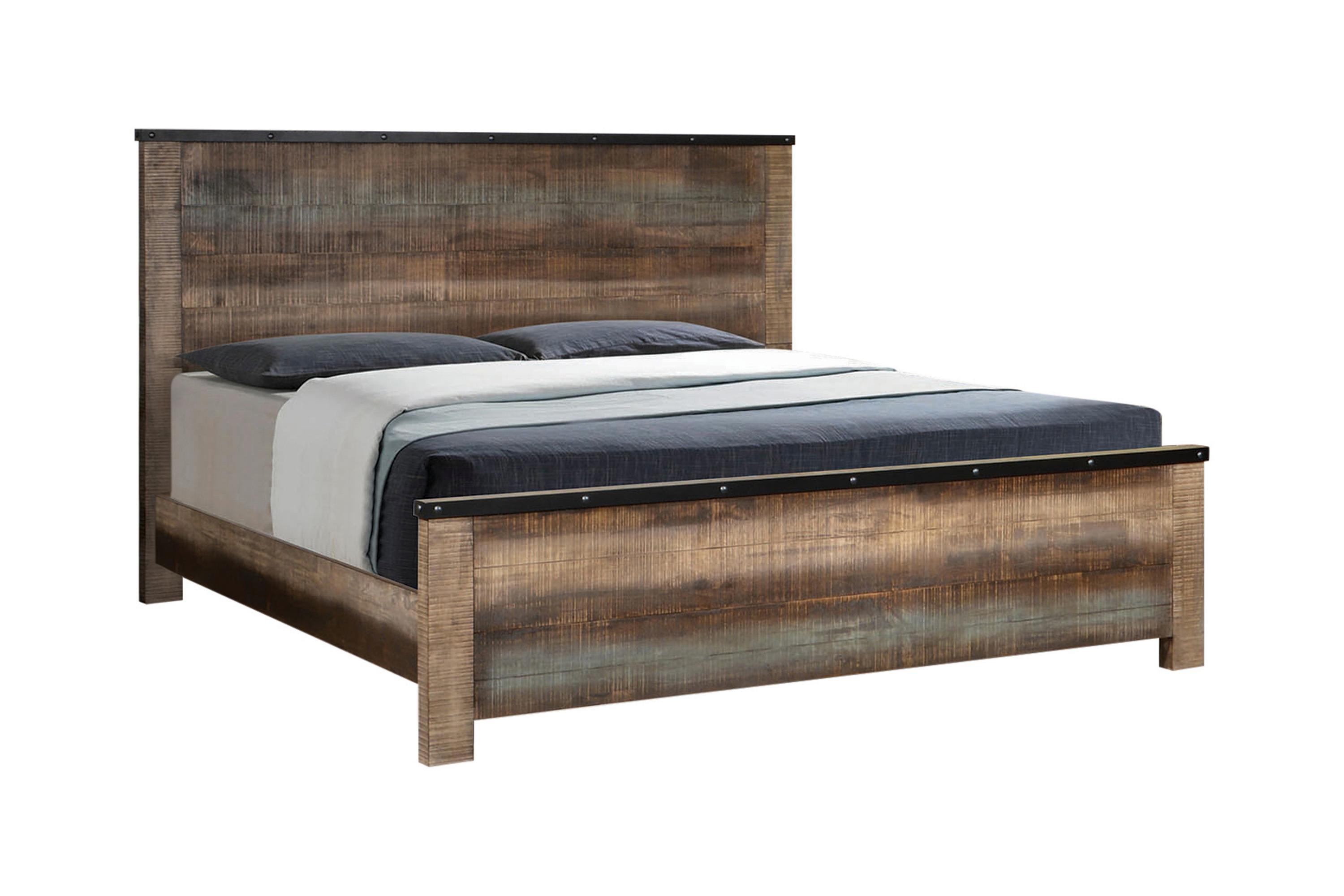 

    
Rustic Antique Multi Solid Wood Queen Bed Coaster 205091Q Sembene
