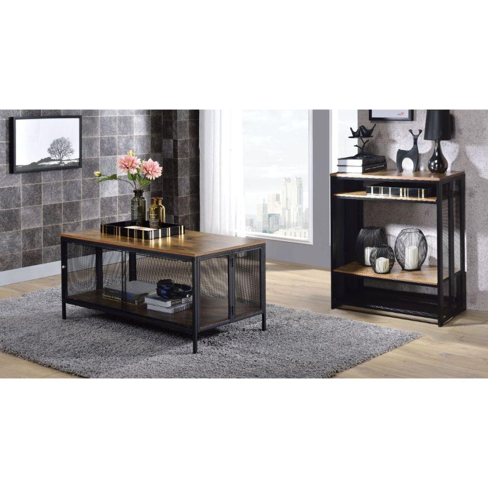 Rustic Coffee Table and Accent Table Winam 82780-2pcs in Brown Oak 
