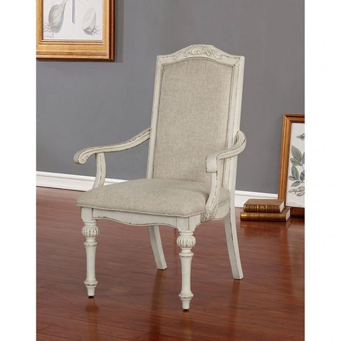 Rustic Dining Chair Set CM3150WH-AC Arcadia CM3150WH-AC in Antique White Fabric