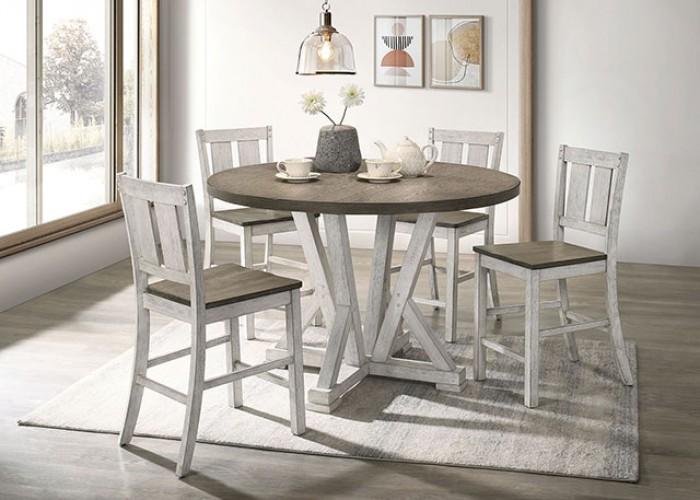 

                    
Furniture of America Dakota Counter Height Round Dining Table CM3289BR-RPT-48 Dining Table Antique White/Two-tone/Brown  Purchase 
