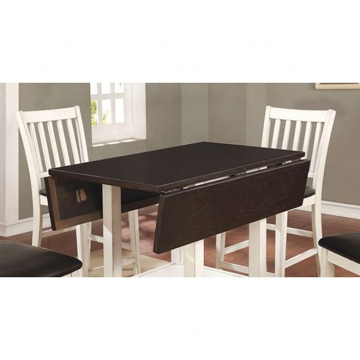 

    
Rustic Antique White/Espresso Solid Wood Counter Height Table Furniture of America Raegan CM3197PT

