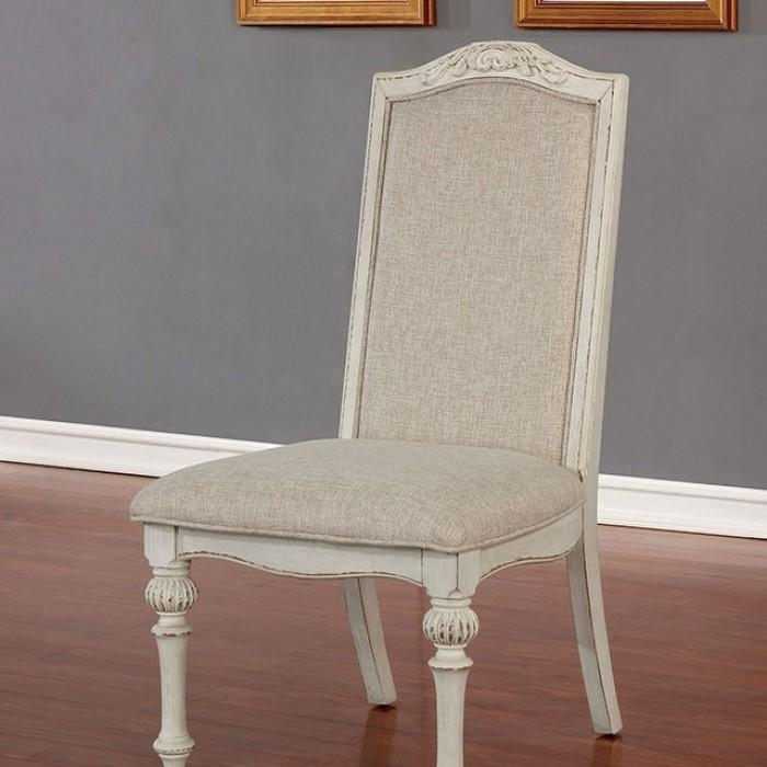 Rustic Dining Chair Set CM3150WH-SC Arcadia CM3150WH-SC in Antique White Fabric