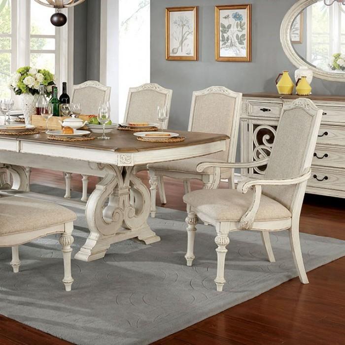 

    
Rustic Antique White & Ivory Solid Wood Dining Room Set 7pcs Furniture of America Arcadia
