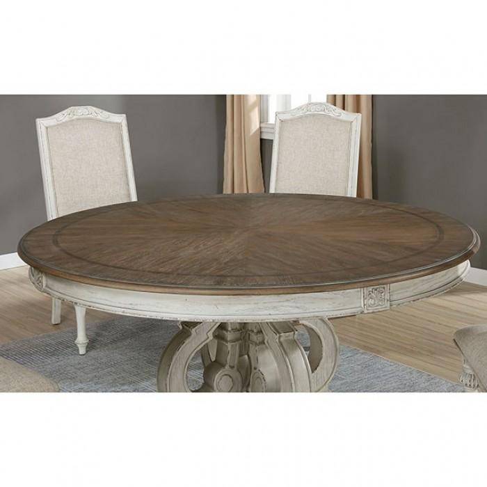 

                    
Furniture of America CM3150WH-RT-Set-5 Arcadia Dining Table Set Antique White Fabric Purchase 
