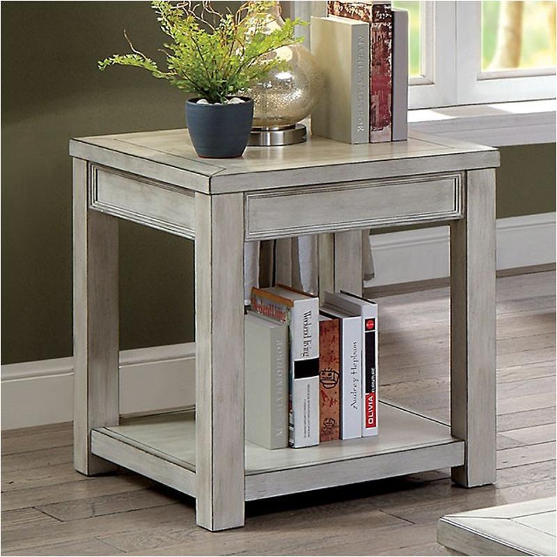 

    
Rustic Antique White Solid Wood End Table Furniture of America CM4327WH-E Meadow
