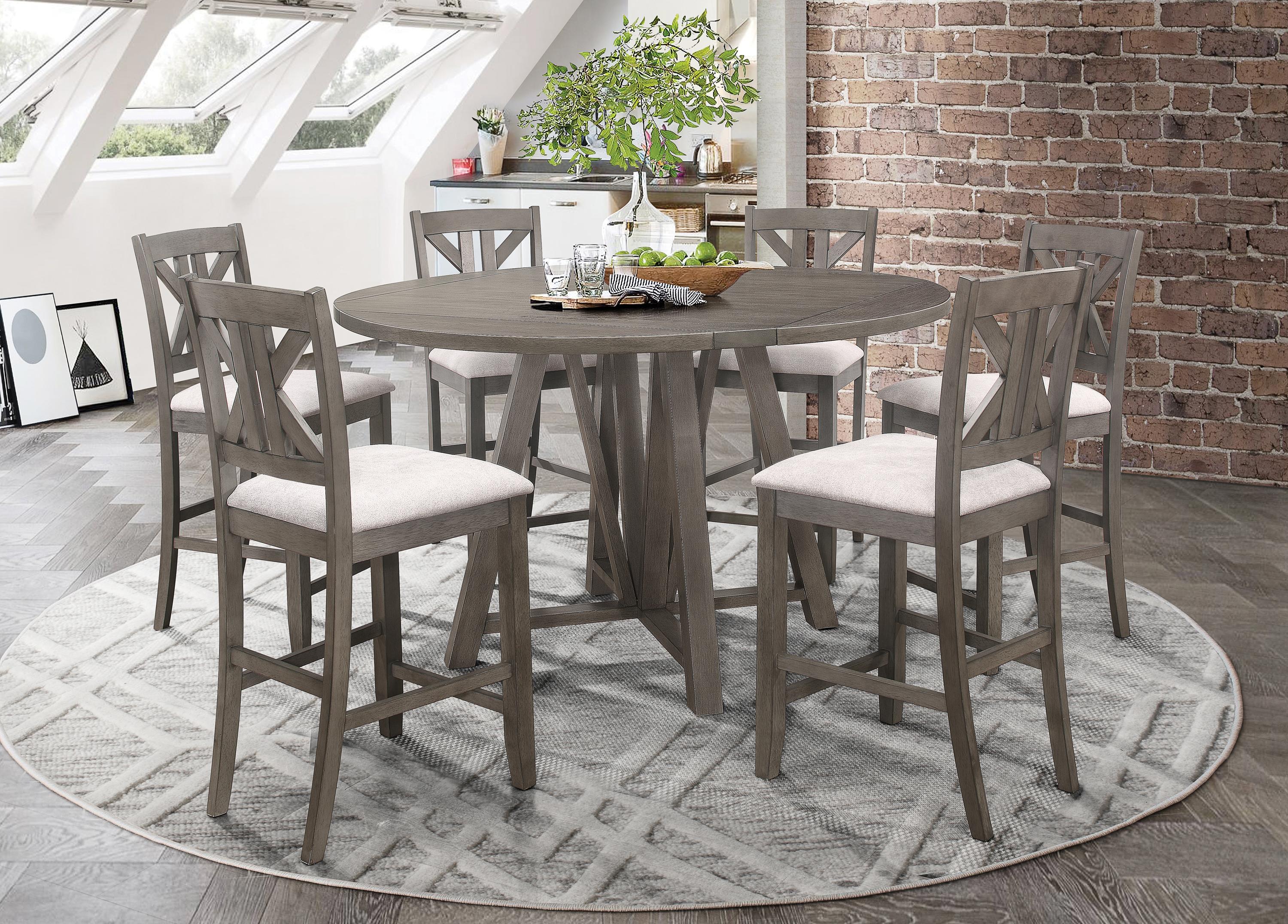 Rustic Dining Room Set 109858-S5 Athens 109858-S5 in Gray Fabric