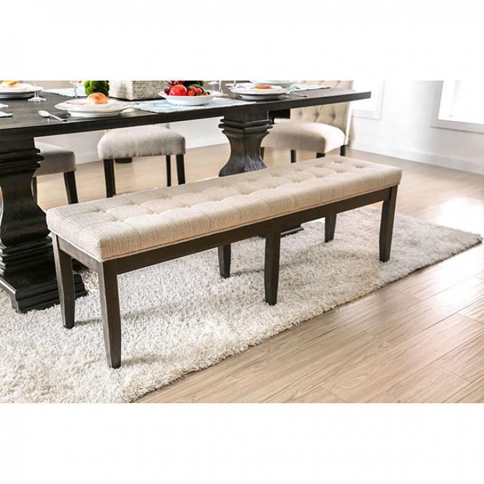 

    
CM3840T-6PC-3840BN Rustic Black Finish  & Ivory Fabric Dining Set 6Pcs Nerissa by Furniture of America
