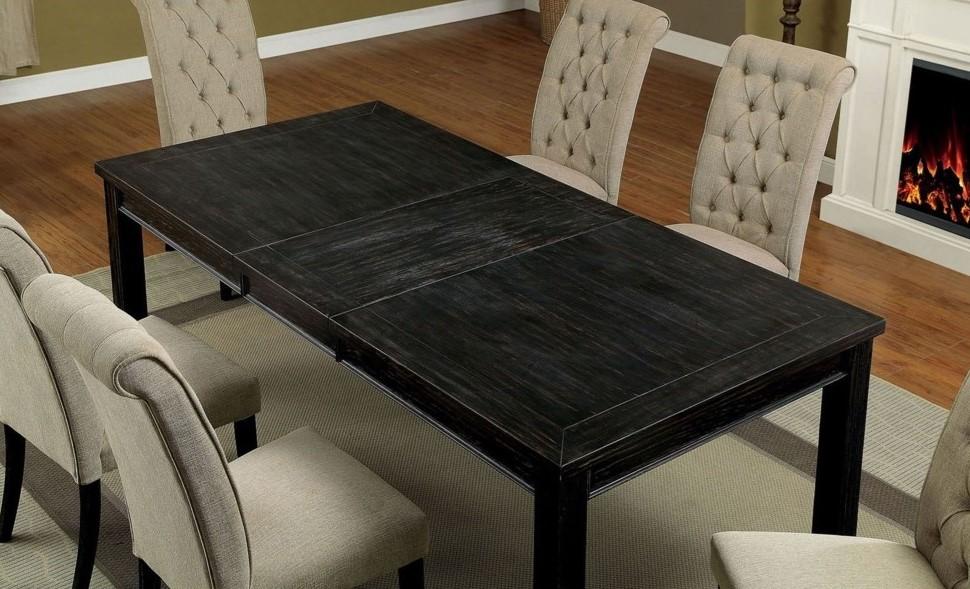 

    
Rustic Black Finish  & Ivory Fabric Dining Set 6Pcs Sania I by Furniture of America
