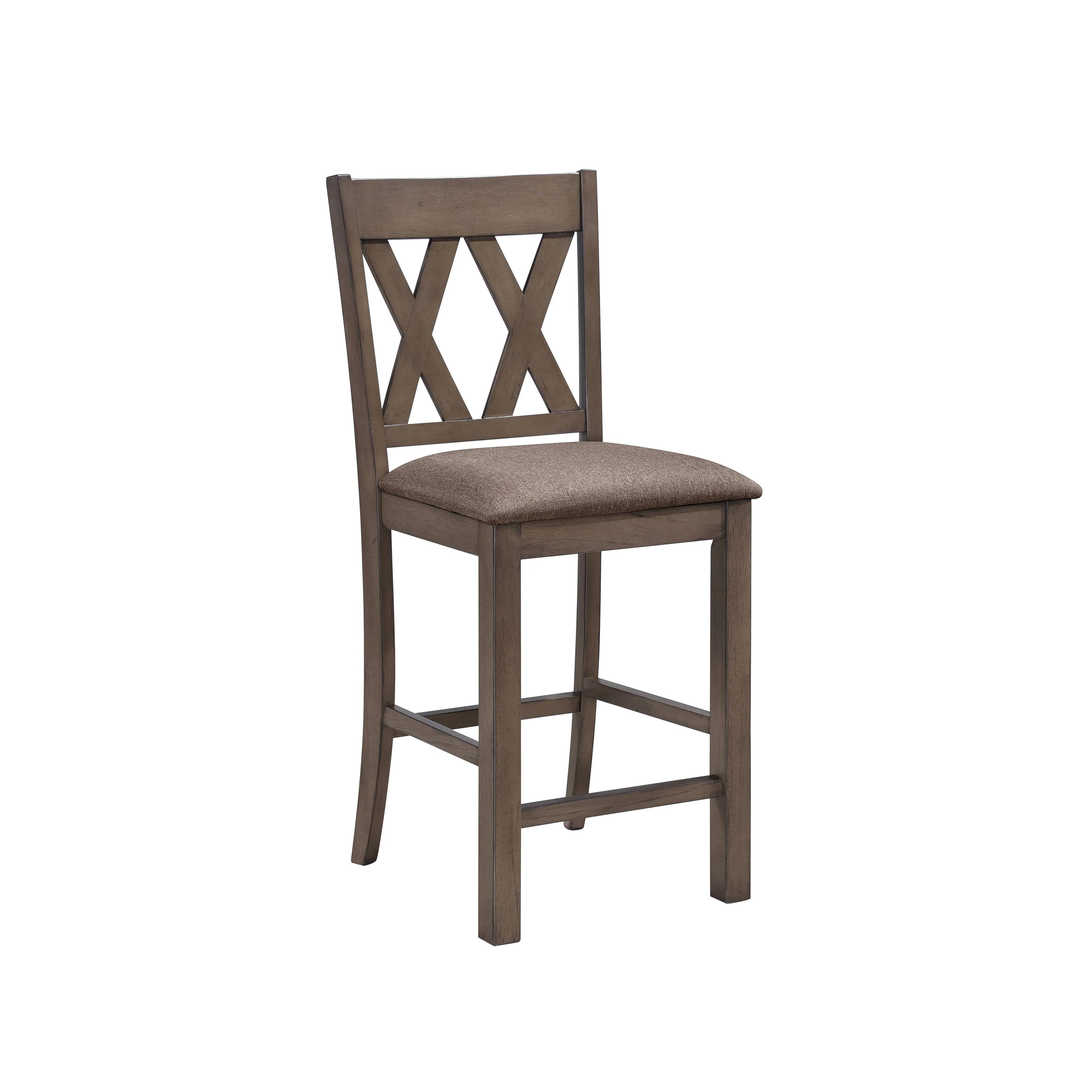 Rustic Counter Height Chair Scarlett 72477-2pcs in Walnut Fabric