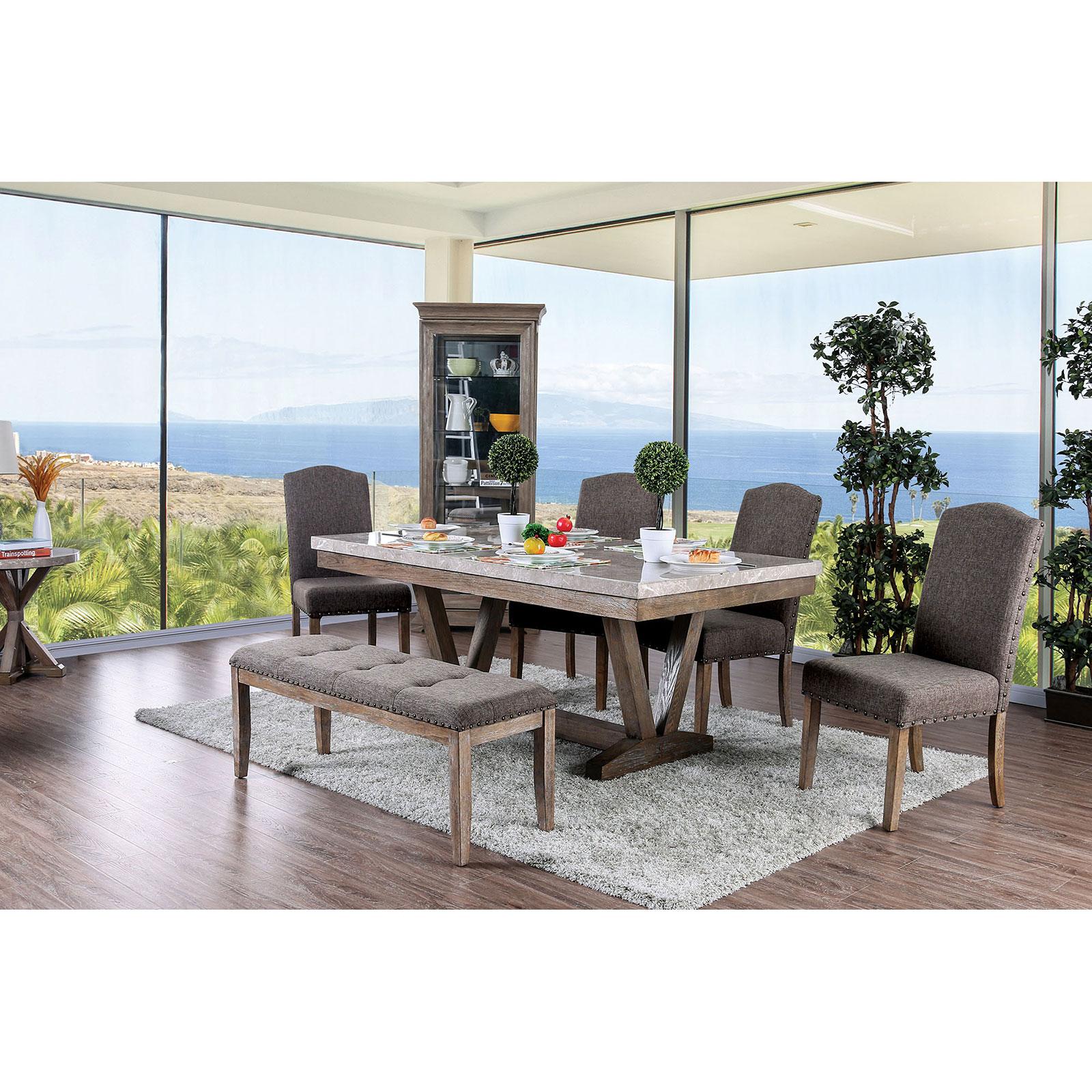 

    
Rustic Brown & Natural Solid Wood Dining Room Set 5pcs Furniture of America Bridgen
