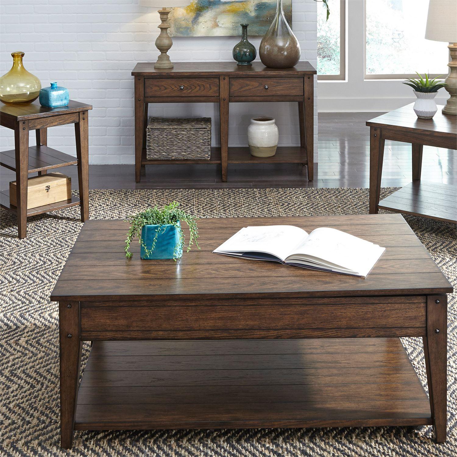 

    
Rustic Brown Wood Coffee Table 210-OT1015 Liberty Furniture
