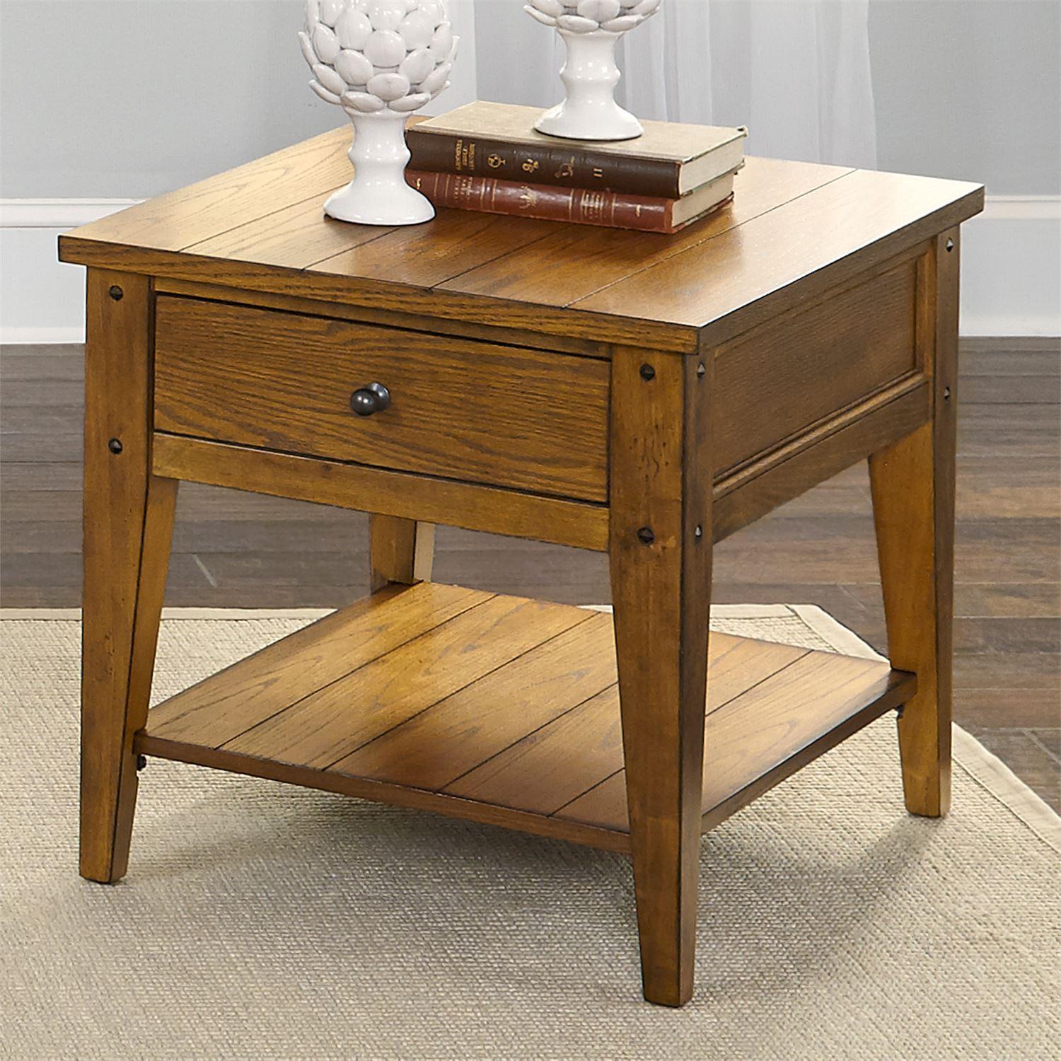 

    
Rustic Oak Finish Wood End Table 110-OT1020 Liberty Furniture

