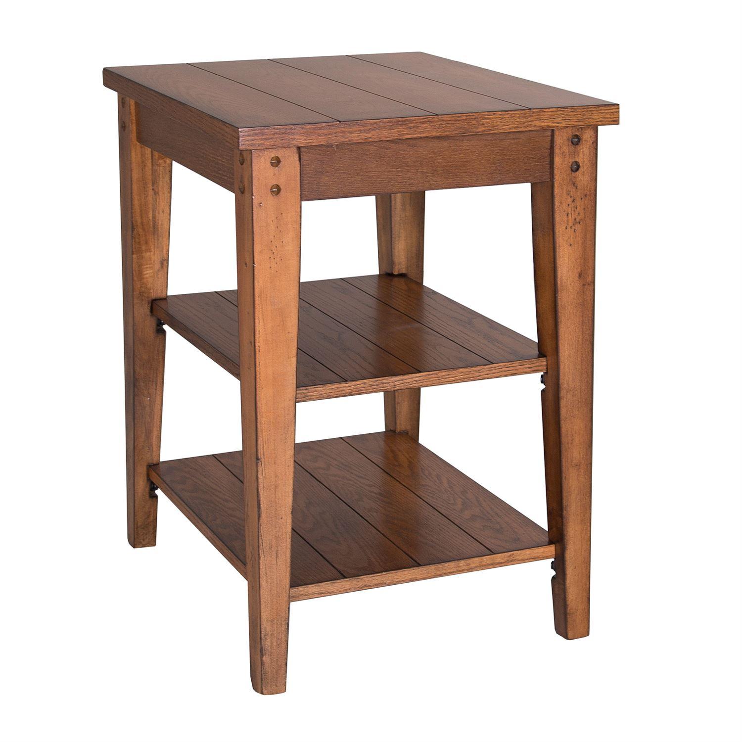 Rustic End Table Lake House  (110-OT) End Table 110-OT1022 in Brown, Oak Veneers Lacquer