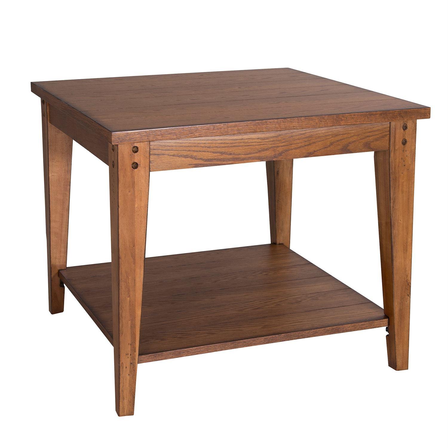 Rustic End Table Lake House  (110-OT) End Table 110-OT1023 in Brown, Oak Veneers Lacquer
