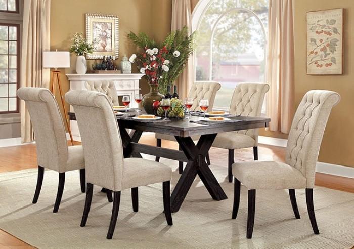 

    
Rustic Brushed Black/Warm Gray Solid Wood Dining Room Set 7PCS Furniture of America Xanthe CM3172T-7PCS
