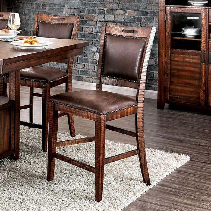 

    
Rustic Distressed Dark Oak Solid Wood Counter Height Chair Set 2pcs Furniture of America CM3061SC Wichita
