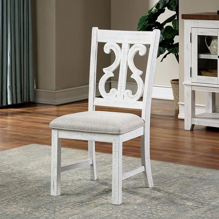 

                    
Furniture of America CM3417GY-T-Set-5 Auletta Dining Table Set White/Gray Fabric Purchase 
