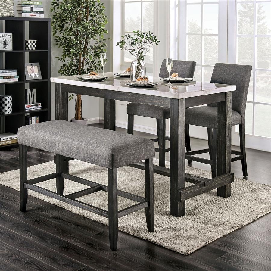 Rustic Counter Dining Set CM3736PT-Set-4 Brule CM3736PT-4PC in Gray Fabric
