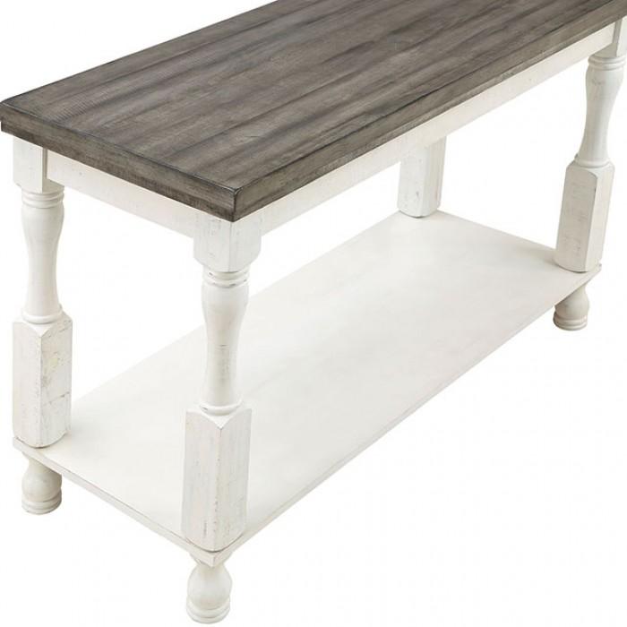 

    
Rustic Gray & Antique White Solid Wood Sofa Table Furniture of America FOA4908S Calandra
