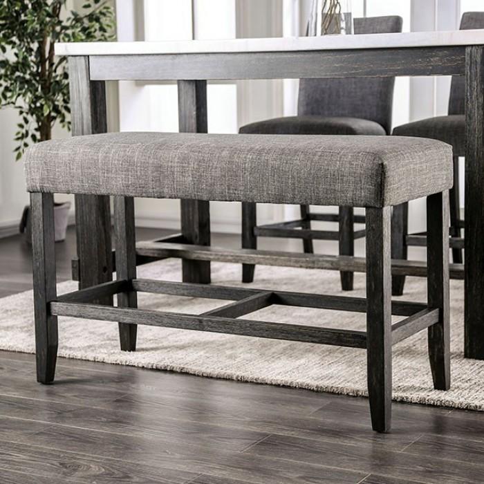 Rustic Dining Bench CM3736GY-PBN Brule CM3736GY-PBN in Gray Fabric