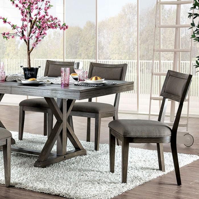 Rustic Dining Table Set CM3387T-Set-5 Leeds CM3387T-5PC in Gray Fabric