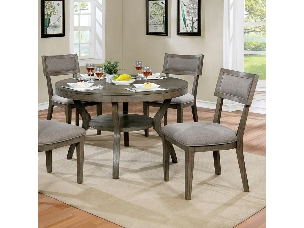 Rustic Dining Table Set CM3387RT-Set-5 Leeds CM3387RT-5PC in Gray Fabric